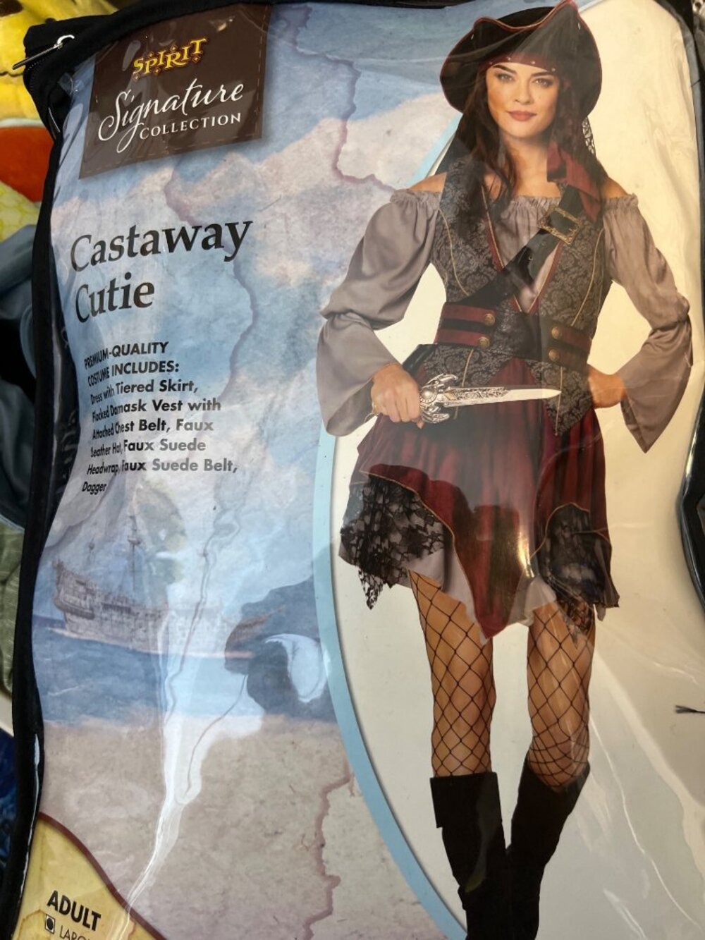 Spirit Halloween Castaway Cutie Pirate Halloween Costume Womens  L *Missing Hat
